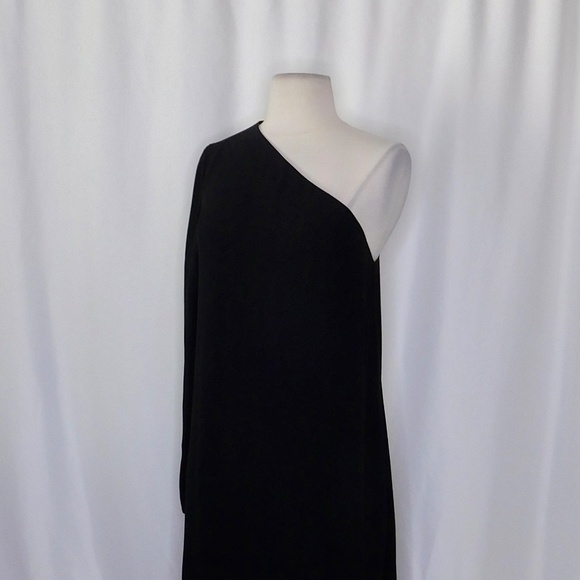 NWT!! THEORY Sintsi Rosina Crepe Black One Shoulder Dress Shift Minimalist 4 - Picture 8 of 15